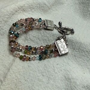 Multicolor Beaded Bracelet with Silver Accents